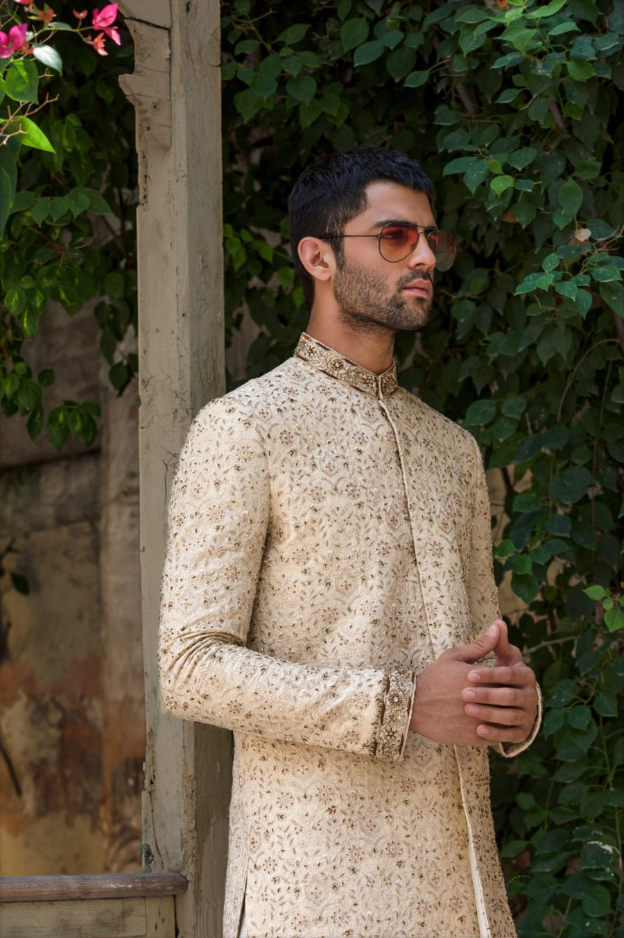 Off white Hand Embroidered Sherwani