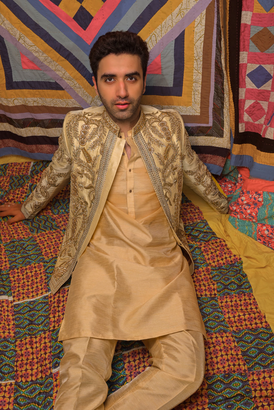 GOLDEN HAND EMBROIDERED PRINCE COAT