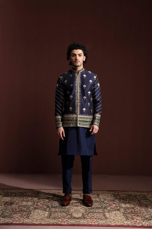 DELUXE BLUE EMBROIDERED PRINCE COAT