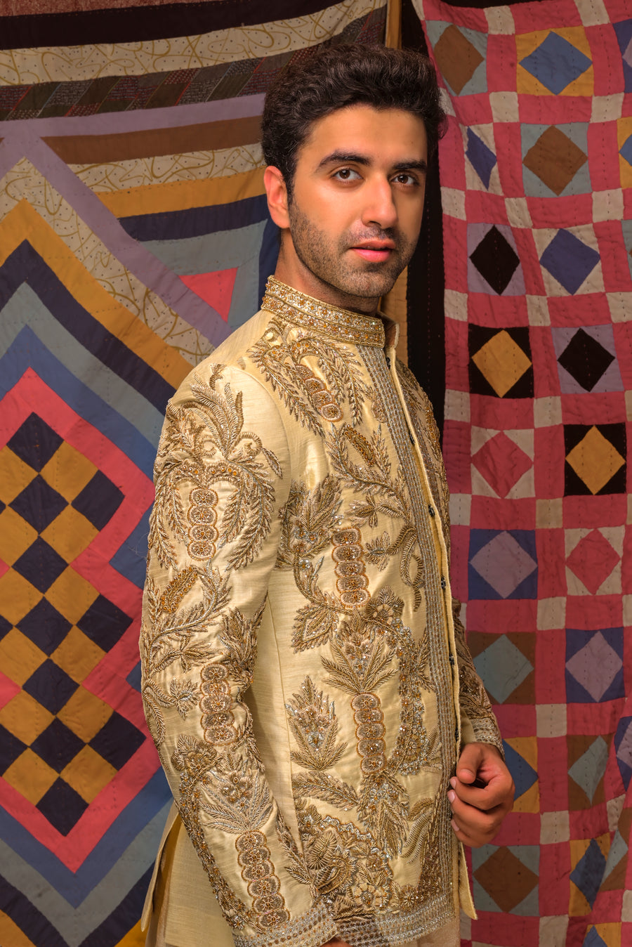 GOLDEN HAND EMBROIDERED PRINCE COAT