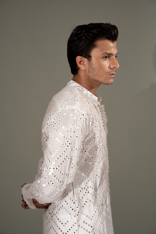 FEATHER WHITE KURTA PAJAMA