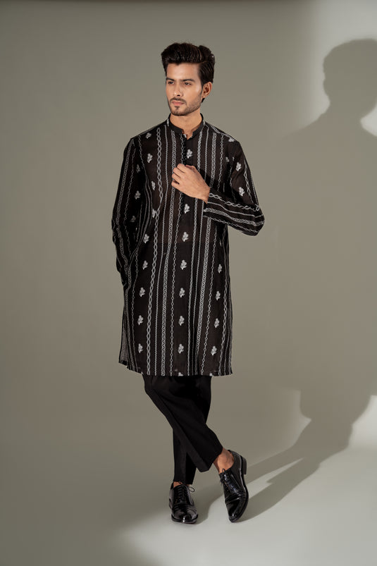 JET BLACK KURTA PAJAMA