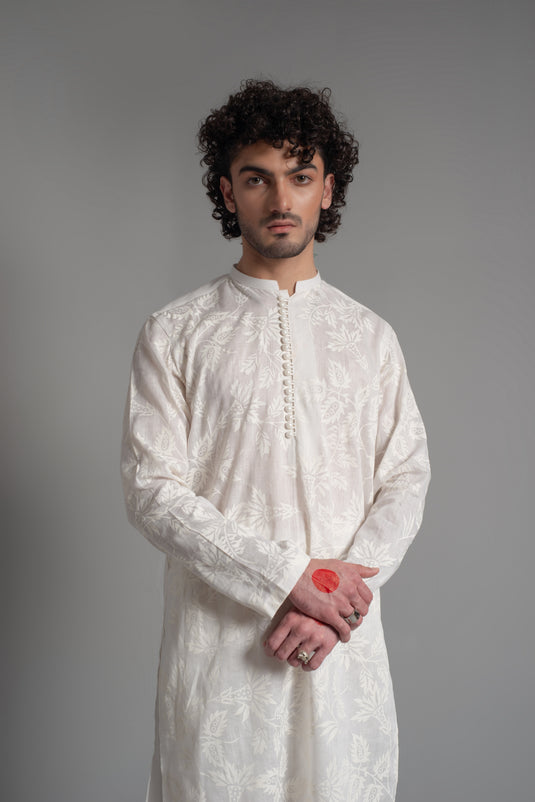 BAL - M - 31 | White Screen Printed Kurta