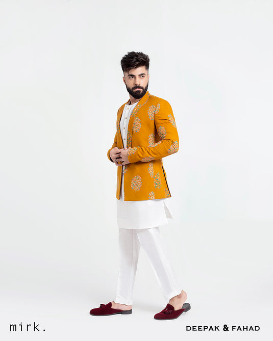 MUSTARD EMBROIDERED DINNER JACKET