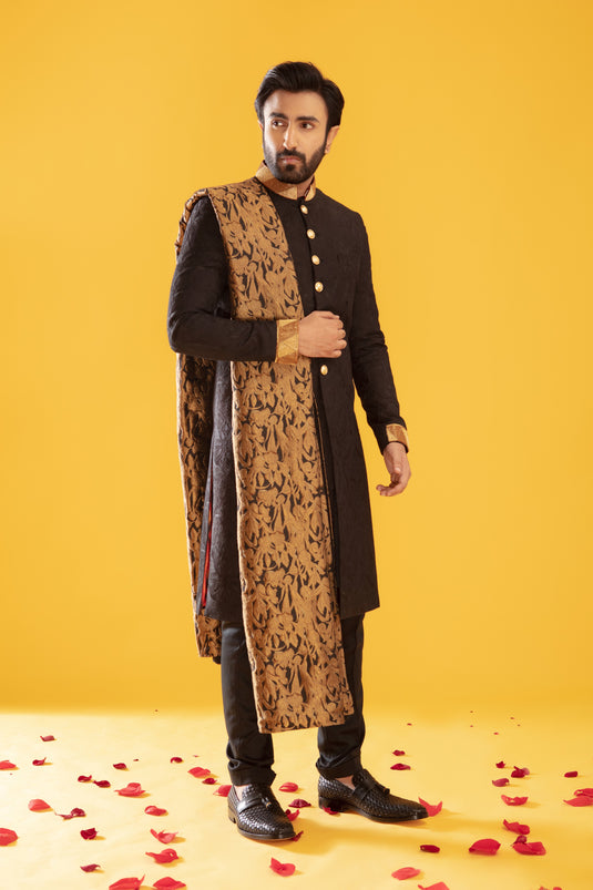 Black Embroidered Sherwani